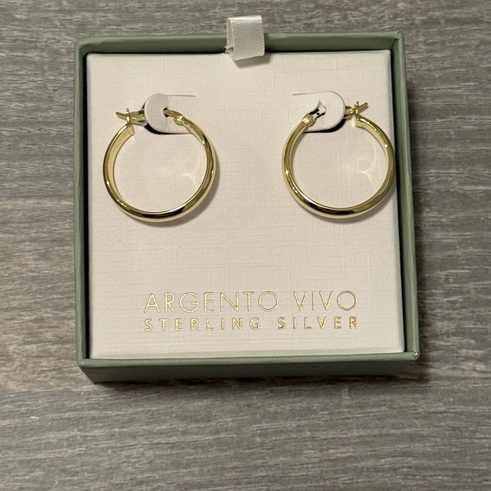 Argento Vivo Gold Classic Hoop Earrings